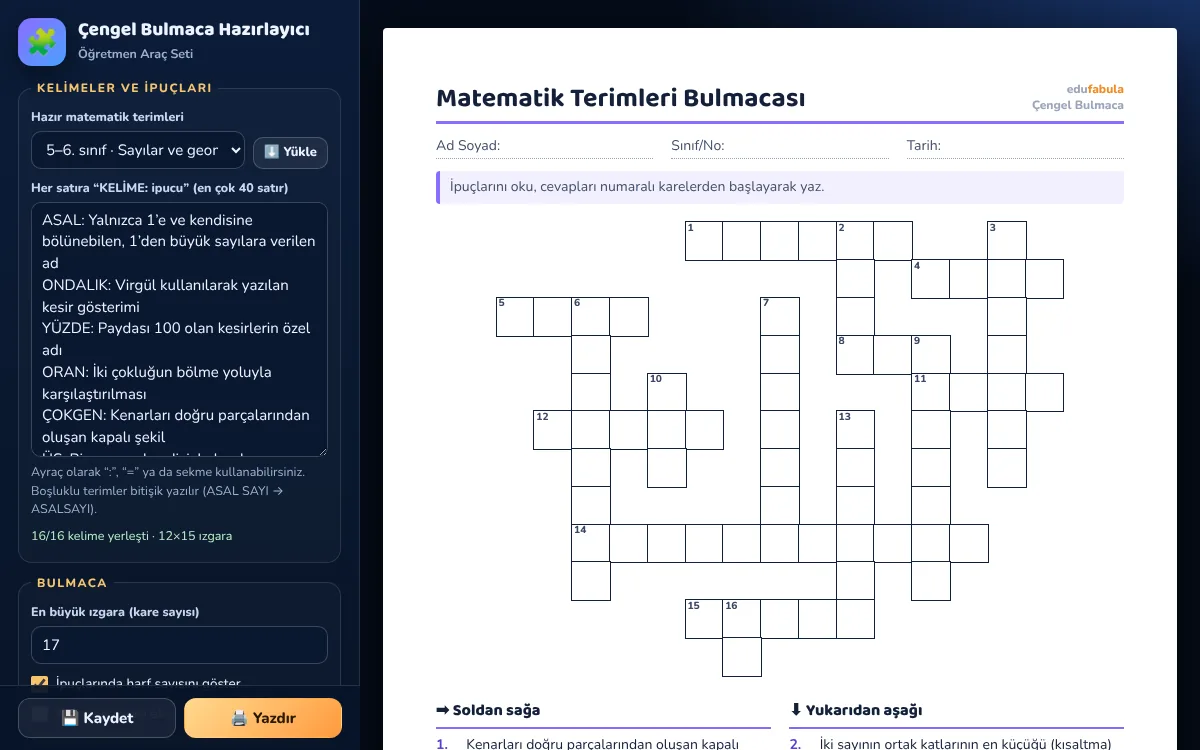 Çengel Bulmaca Hazırlayıcı