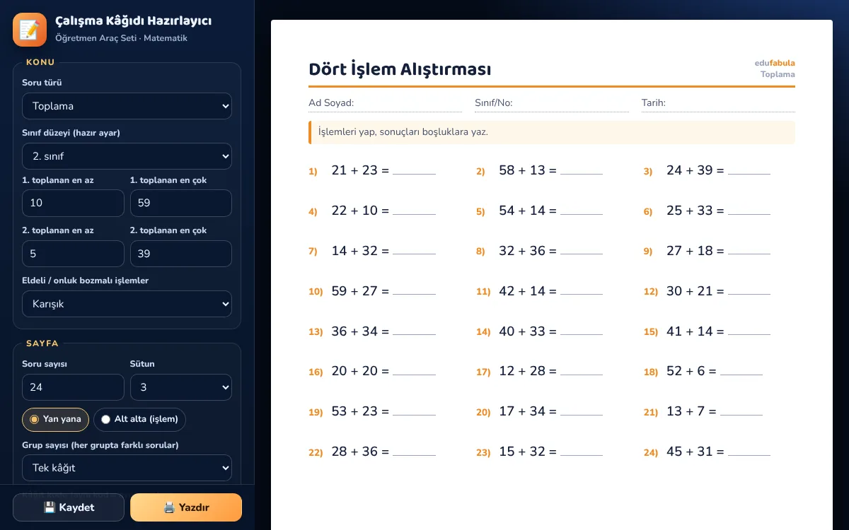 Çalışma Kâğıdı Hazırlayıcı
