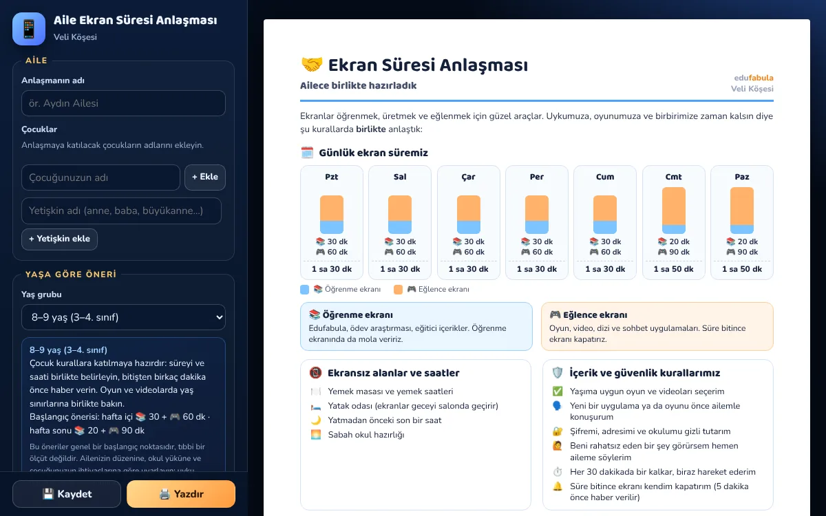Aile Ekran Süresi Anlaşması